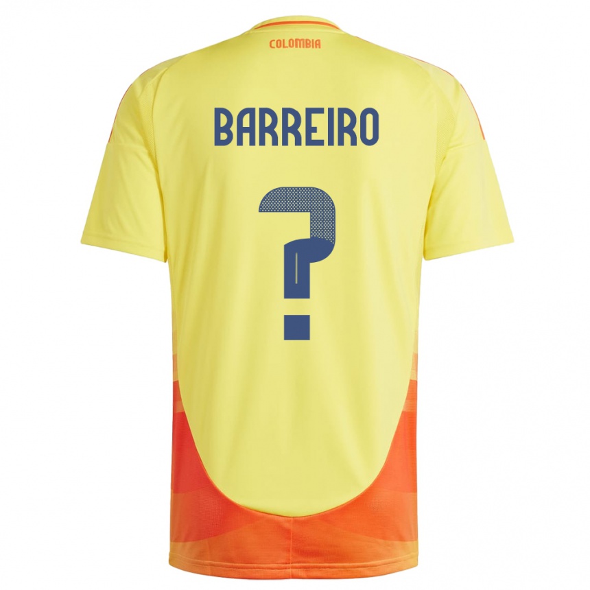 ילדים כדורגל קולומביה Jhon Barreiro #0 צהוב ג'רזי ביתית 24-26