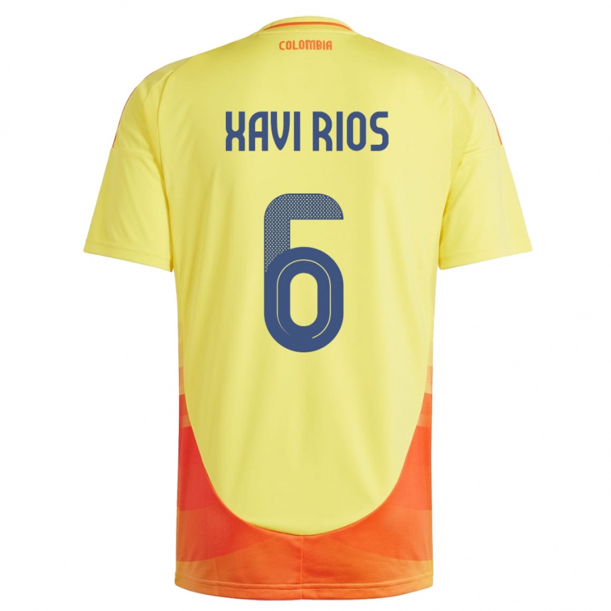 ילדים כדורגל קולומביה Xavi Ríos #6 צהוב ג'רזי ביתית 24-26