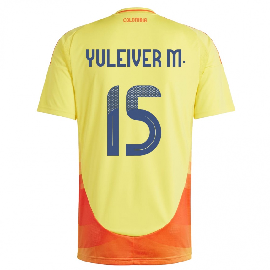 ילדים כדורגל קולומביה Yuleiver Mosquera #15 צהוב ג'רזי ביתית 24-26