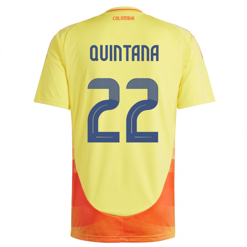 ילדים כדורגל קולומביה Breiner Quintana #22 צהוב ג'רזי ביתית 24-26