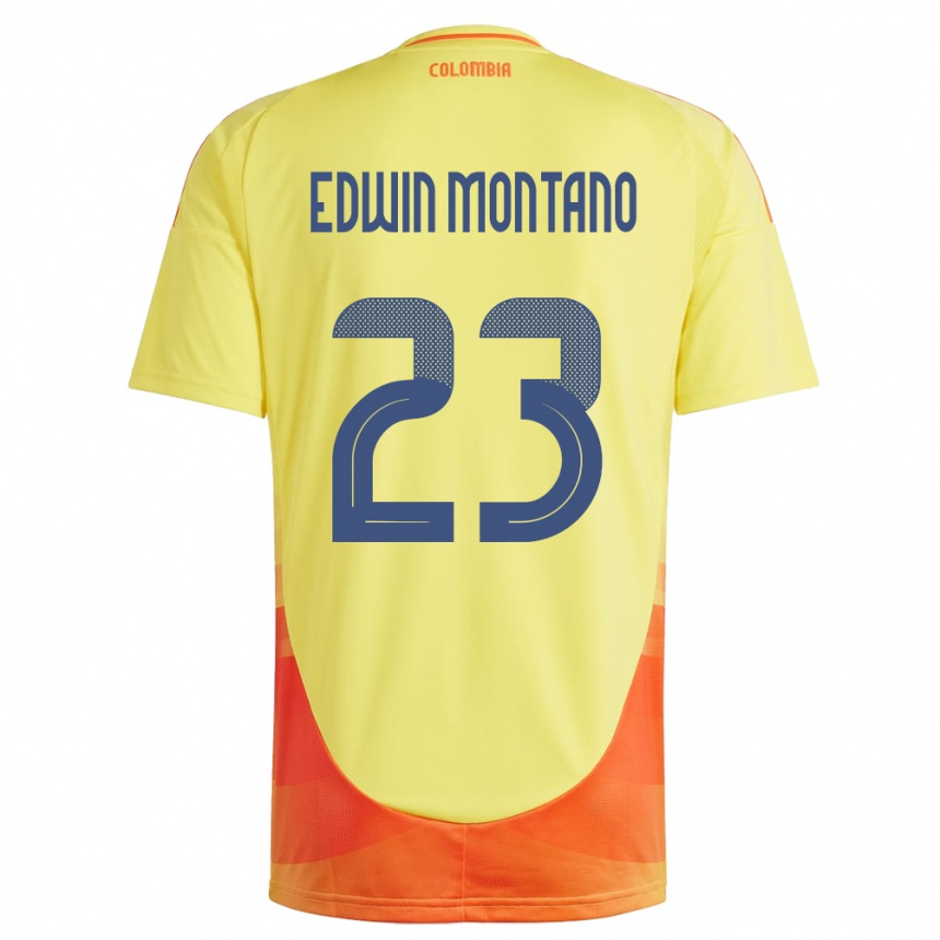 ילדים כדורגל קולומביה John Edwin Montaño #23 צהוב ג'רזי ביתית 24-26