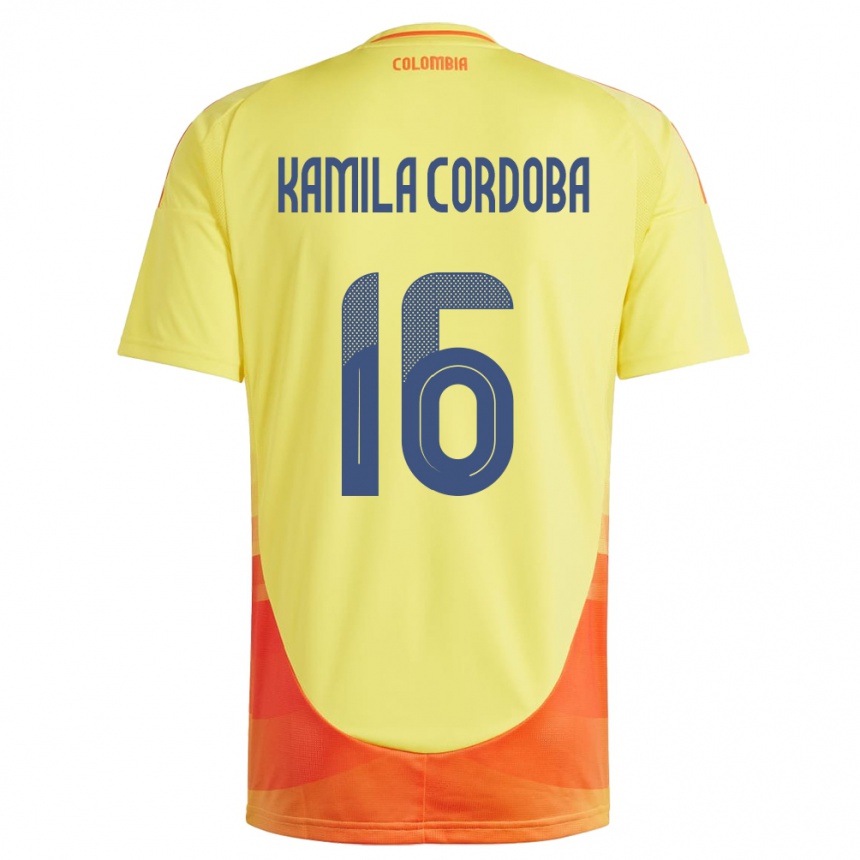ילדים כדורגל קולומביה Sara Kamila Córdoba #16 צהוב ג'רזי ביתית 24-26