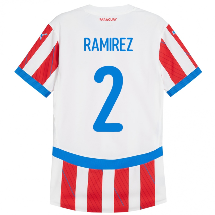 ילדים כדורגל פרגוואי Iván Ramírez #2 לבן אדום ג'רזי ביתית 24-26