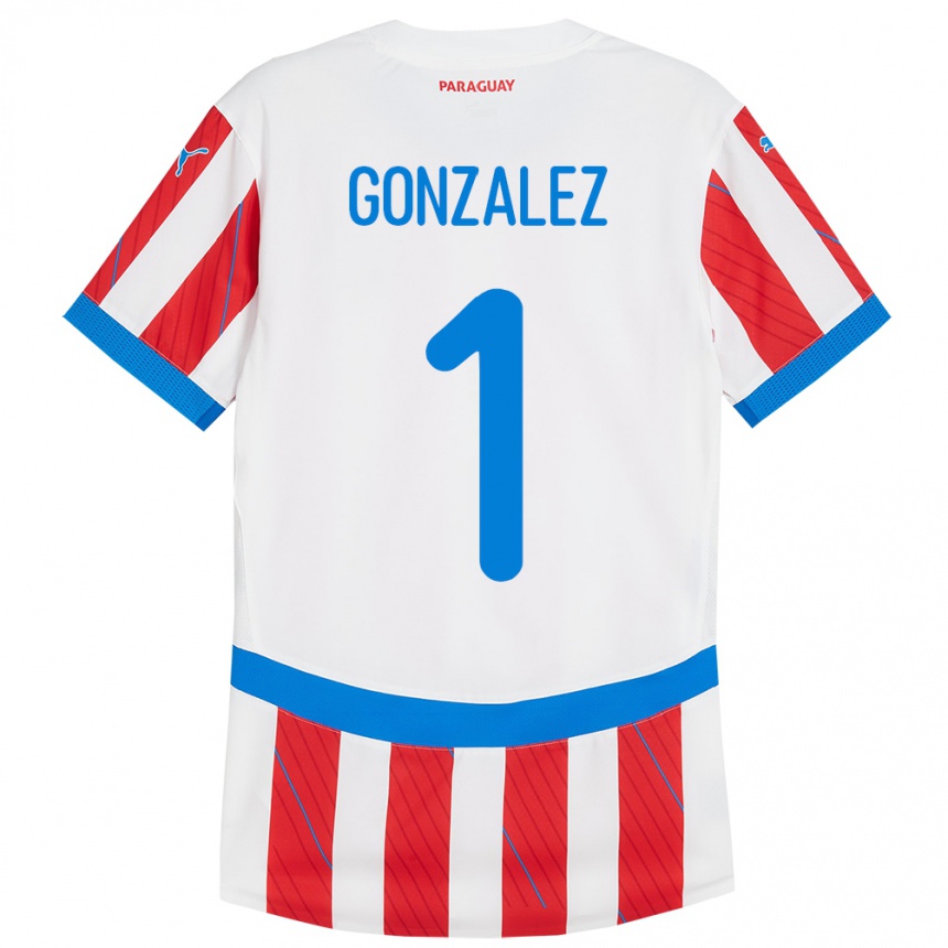 ילדים כדורגל פרגוואי Ángel González #1 לבן אדום ג'רזי ביתית 24-26
