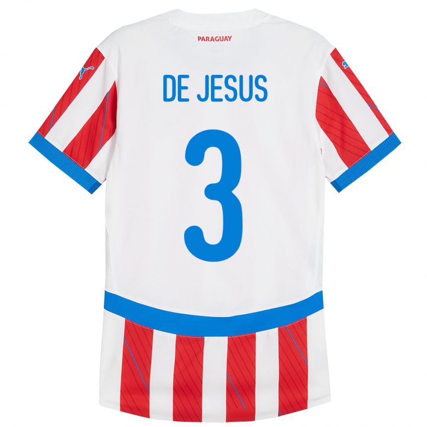 ילדים כדורגל פרגוואי Ronaldo De Jesús #3 לבן אדום ג'רזי ביתית 24-26