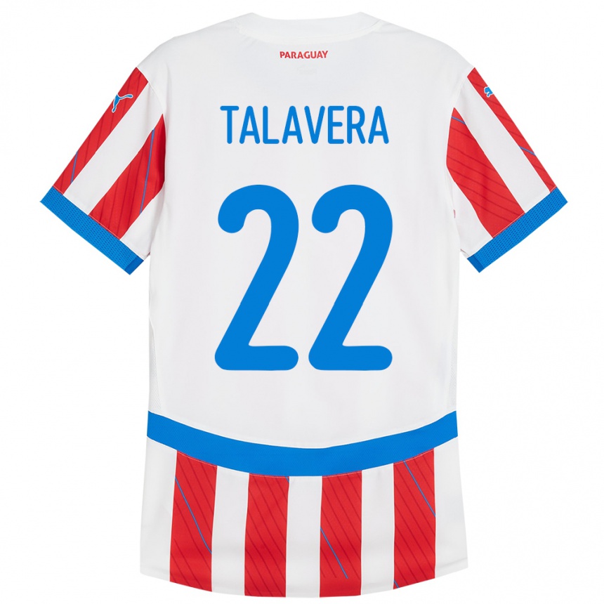 ילדים כדורגל פרגוואי Javier Talavera #22 לבן אדום ג'רזי ביתית 24-26