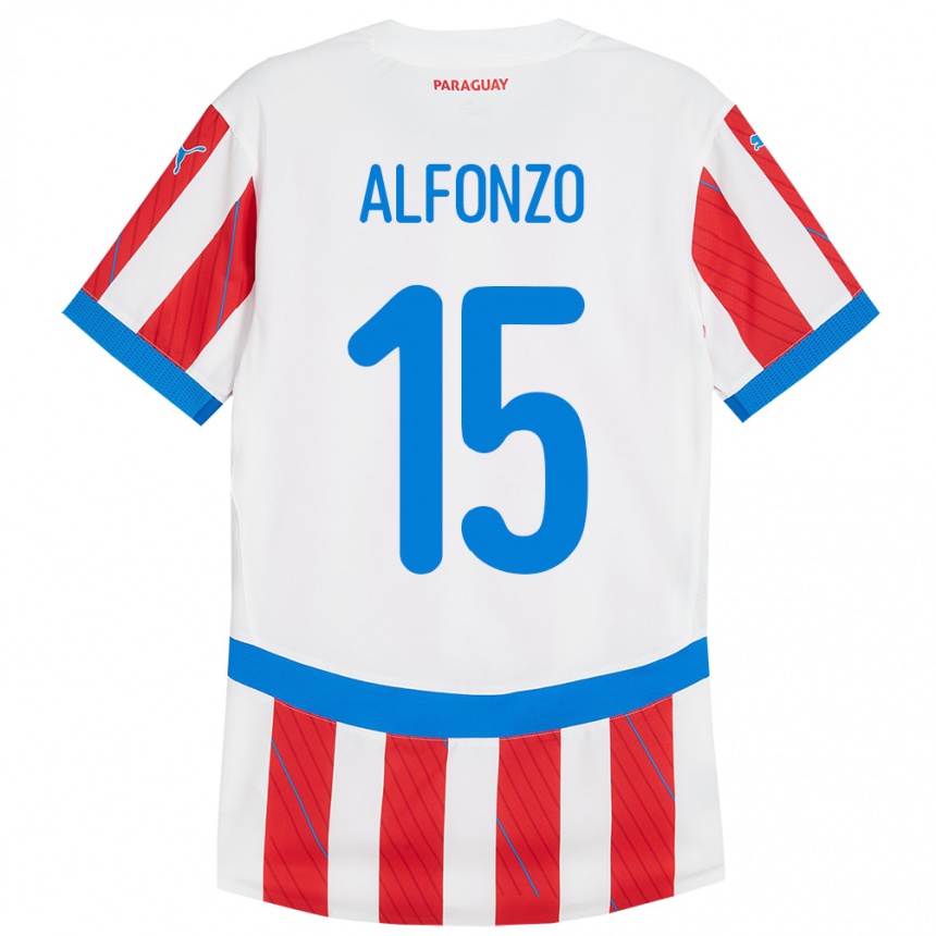 ילדים כדורגל פרגוואי Axel Alfonzo #15 לבן אדום ג'רזי ביתית 24-26