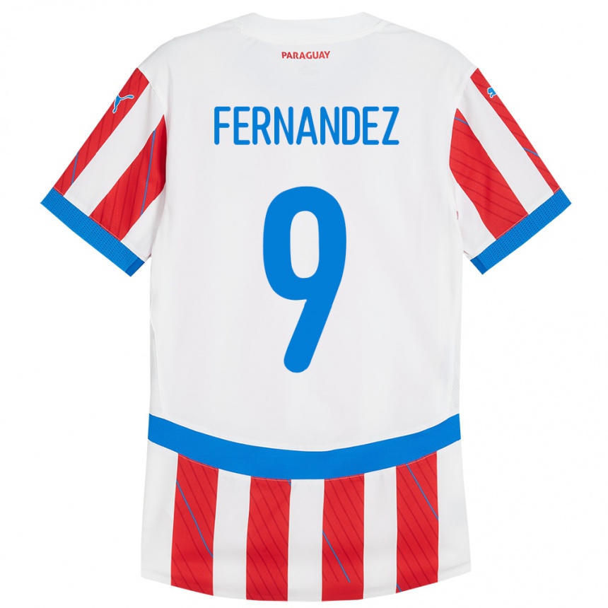 ילדים כדורגל פרגוואי David Fernández #9 לבן אדום ג'רזי ביתית 24-26