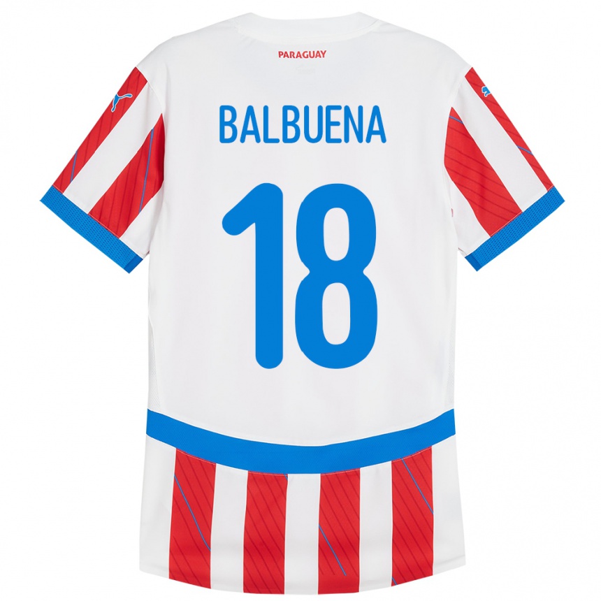 ילדים כדורגל פרגוואי Axel Balbuena #18 לבן אדום ג'רזי ביתית 24-26