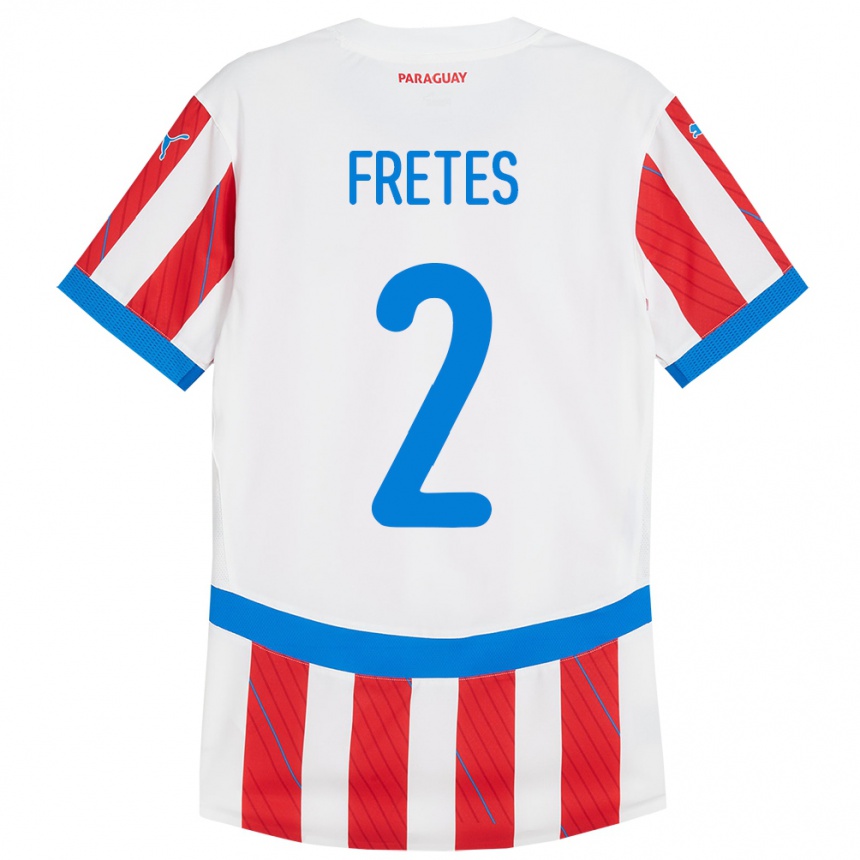 ילדים כדורגל פרגוואי Limpia Fretes #2 לבן אדום ג'רזי ביתית 24-26