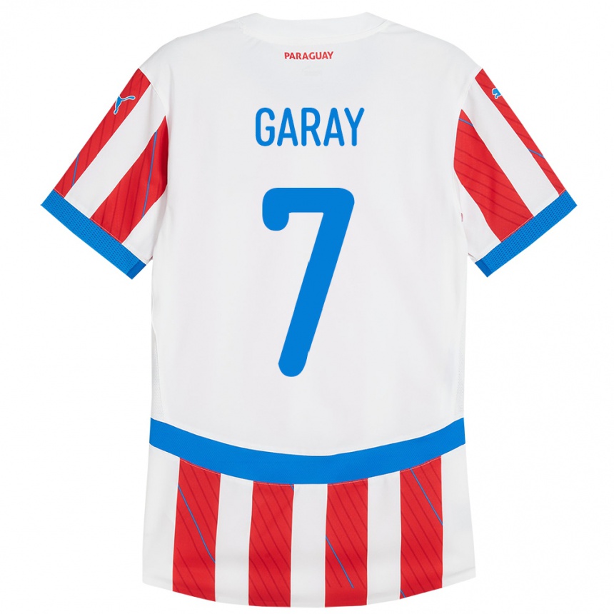 ילדים כדורגל פרגוואי Griselda Garay #7 לבן אדום ג'רזי ביתית 24-26