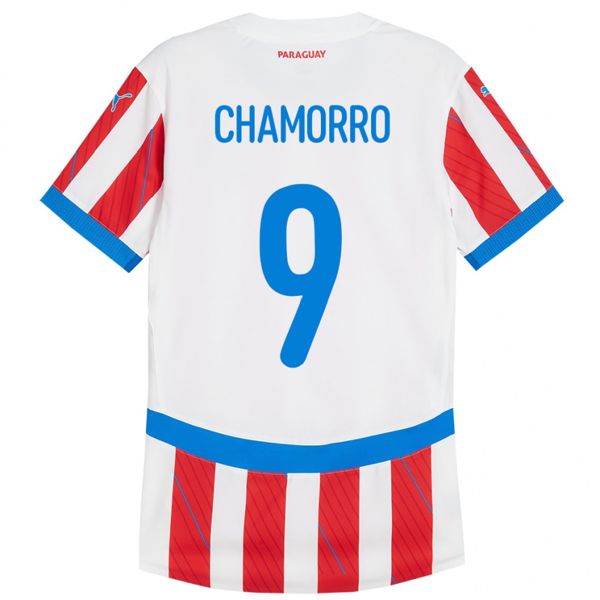 ילדים כדורגל פרגוואי Lice Chamorro #9 לבן אדום ג'רזי ביתית 24-26