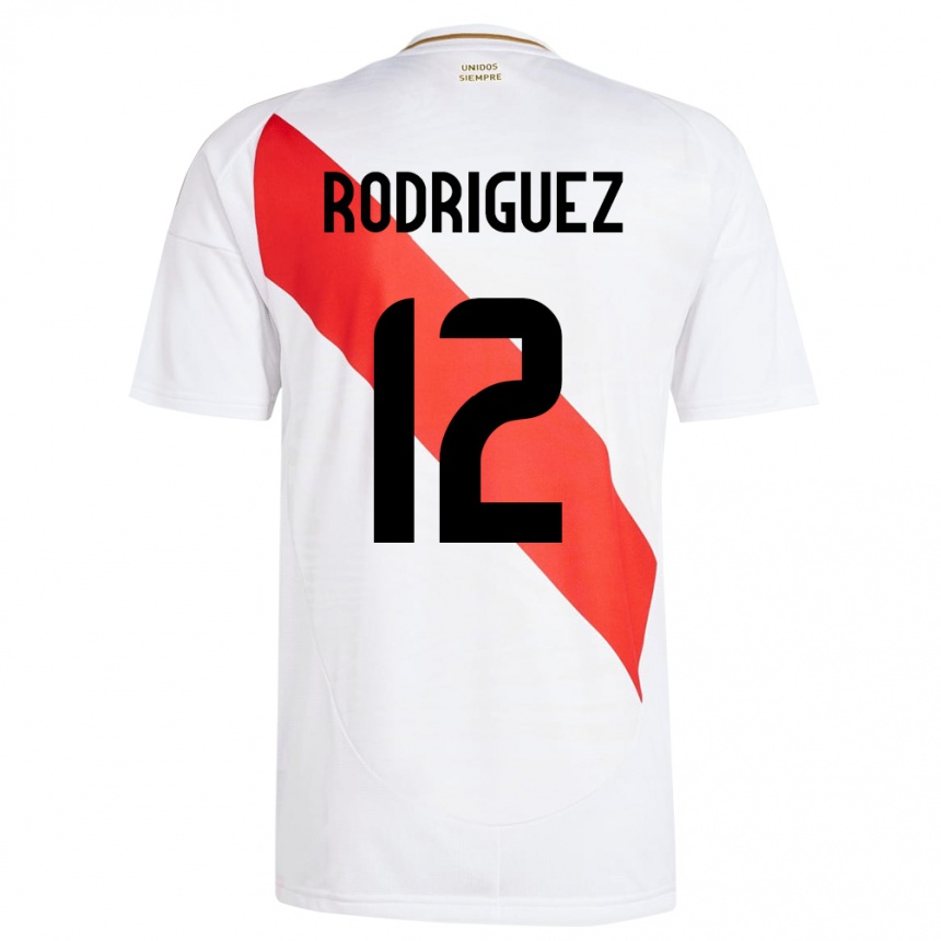 ילדים כדורגל פרו Jhefferson Rodríguez #12 לבן ג'רזי ביתית 24-26