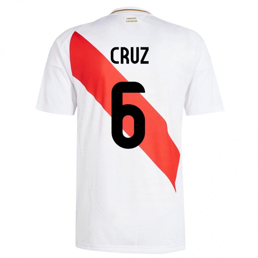 ילדים כדורגל פרו Esteban Cruz #6 לבן ג'רזי ביתית 24-26