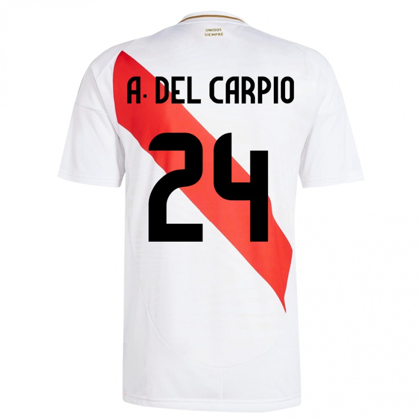 ילדים כדורגל פרו Annie Del Carpio #24 לבן ג'רזי ביתית 24-26