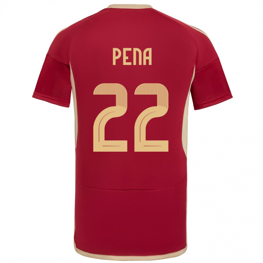 ילדים כדורגל ונצואלה Lewuis Peña #22 בורדו ג'רזי ביתית 24-26