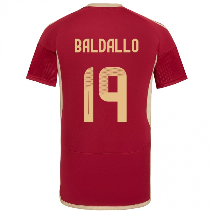 ילדים כדורגל ונצואלה Micheel Baldallo #19 בורדו ג'רזי ביתית 24-26