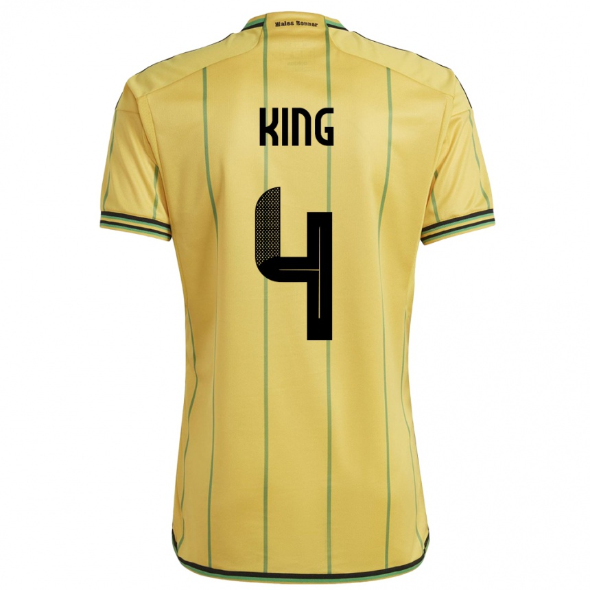 ילדים כדורגל ג'מייקה Richard King #4 צהוב ג'רזי ביתית 24-26