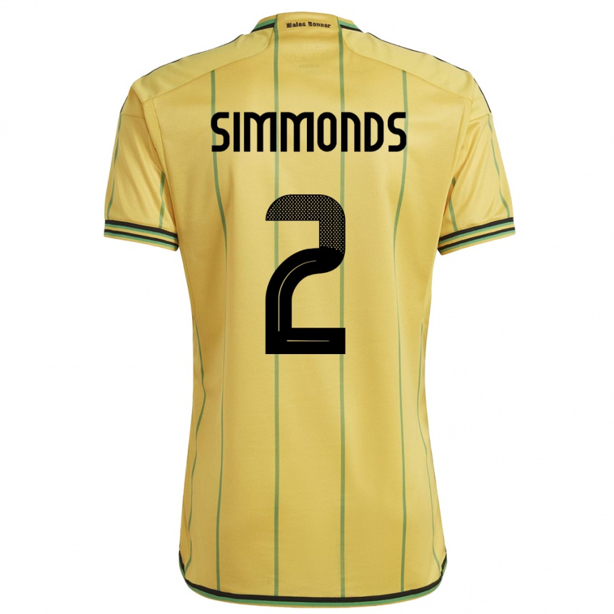 ילדים כדורגל ג'מייקה Nicholas Simmonds #2 צהוב ג'רזי ביתית 24-26