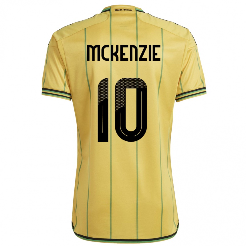 ילדים כדורגל ג'מייקה Denzel Mckenzie #10 צהוב ג'רזי ביתית 24-26