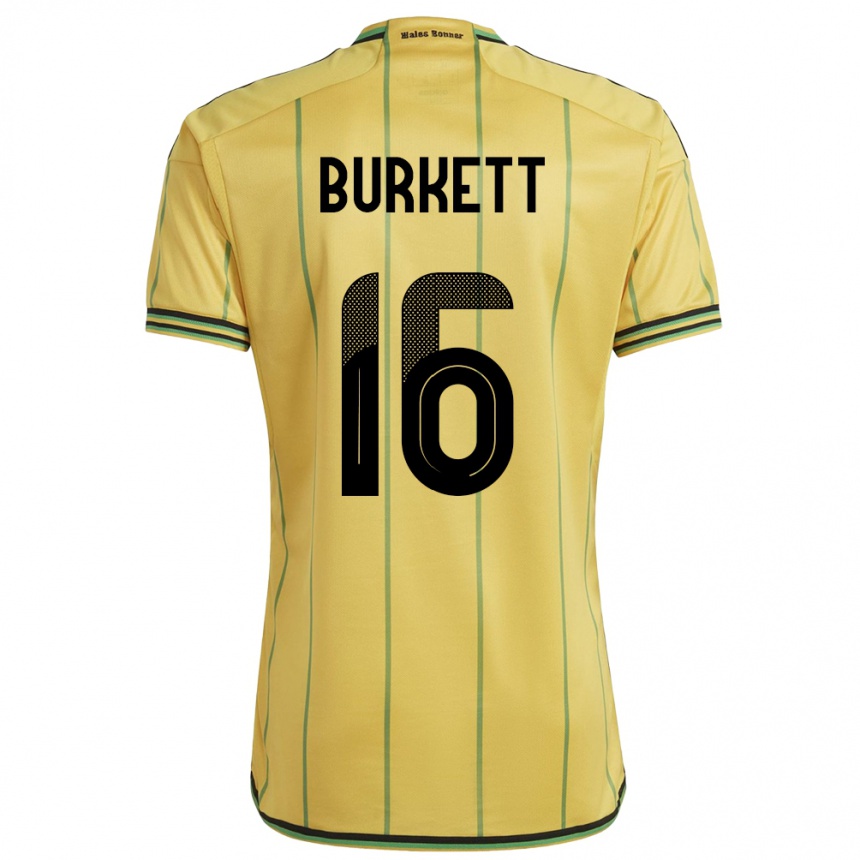 ילדים כדורגל ג'מייקה Brian Burkett #16 צהוב ג'רזי ביתית 24-26
