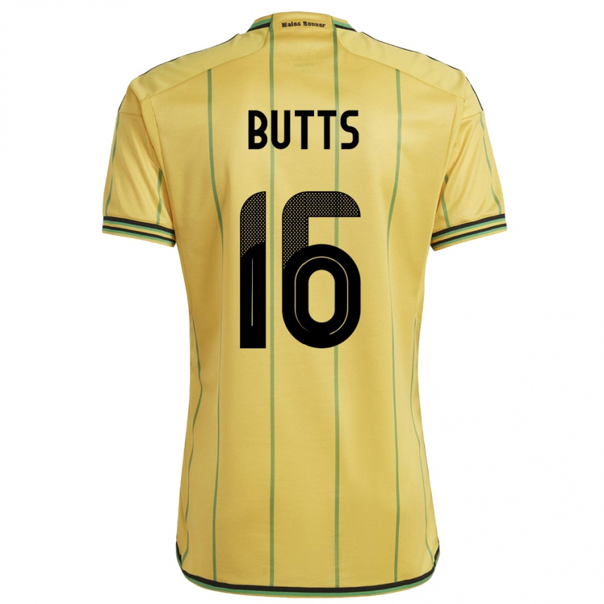 ילדים כדורגל ג'מייקה Njeri Butts #16 צהוב ג'רזי ביתית 24-26