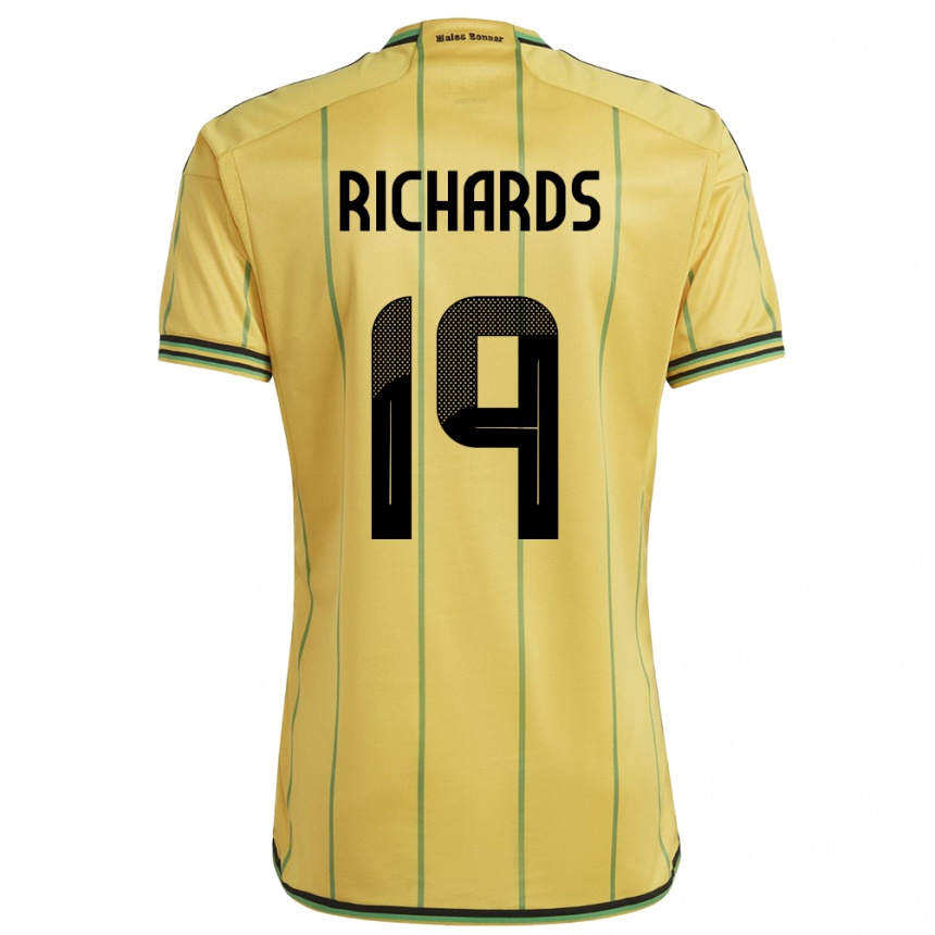 ילדים כדורגל ג'מייקה Davia Richards #19 צהוב ג'רזי ביתית 24-26