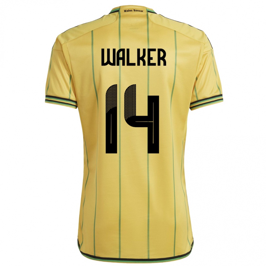 ילדים כדורגל ג'מייקה Ricshya Walker #14 צהוב ג'רזי ביתית 24-26
