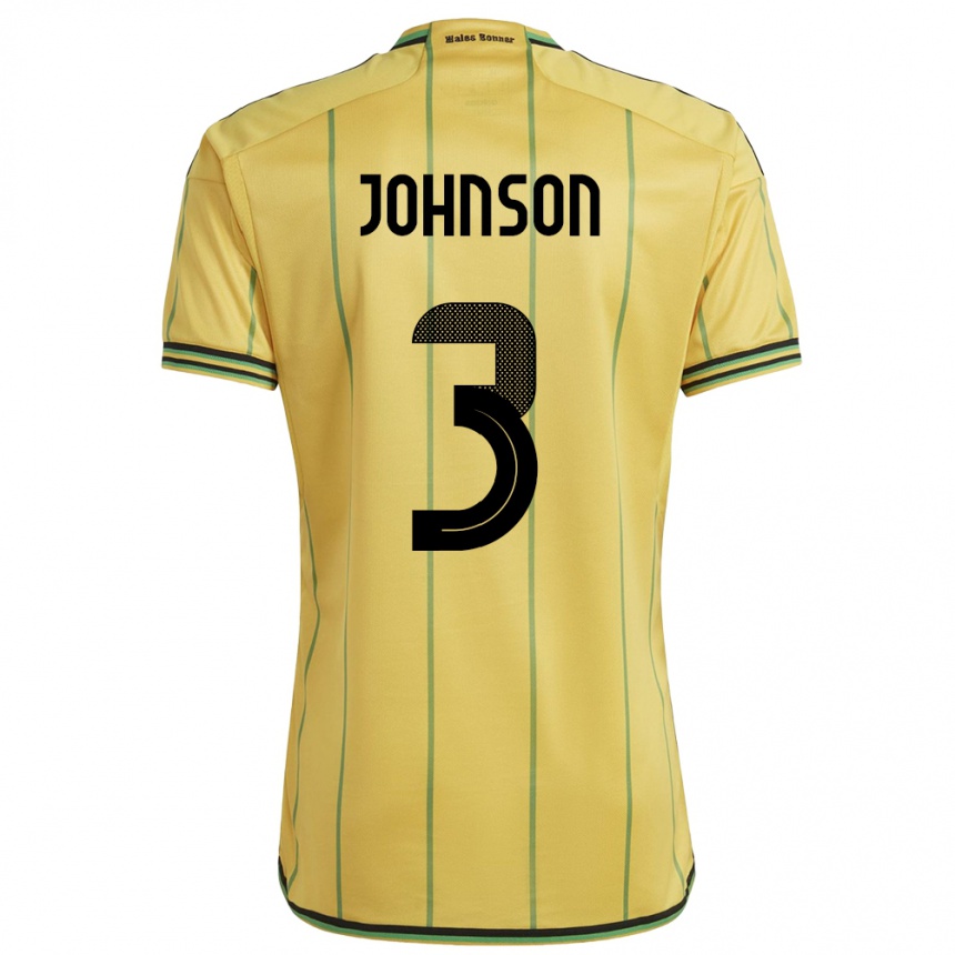 ילדים כדורגל ג'מייקה Melissa Johnson #3 צהוב ג'רזי ביתית 24-26
