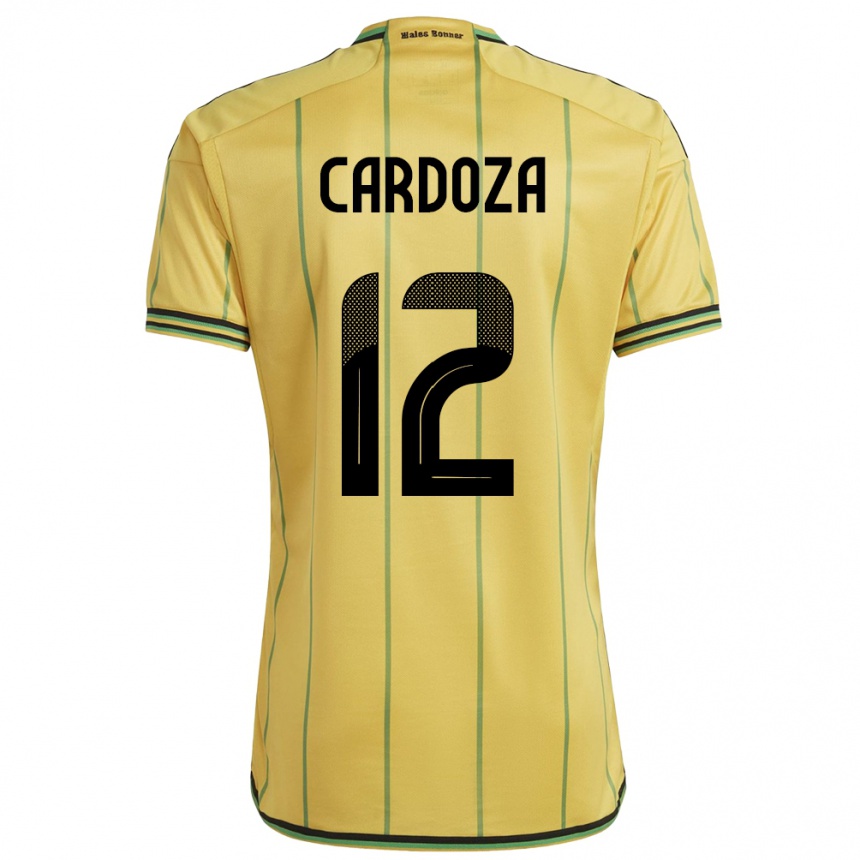 ילדים כדורגל ג'מייקה Naya Cardoza #12 צהוב ג'רזי ביתית 24-26