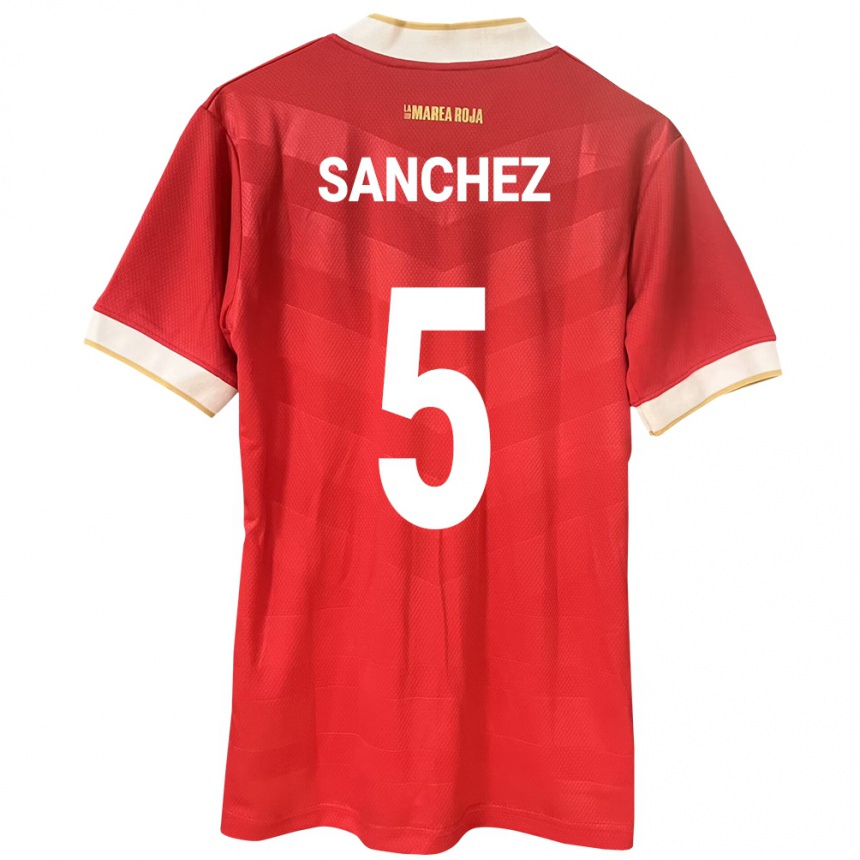 ילדים כדורגל פנמה Leydis Sánchez #5 אָדוֹם ג'רזי ביתית 24-26