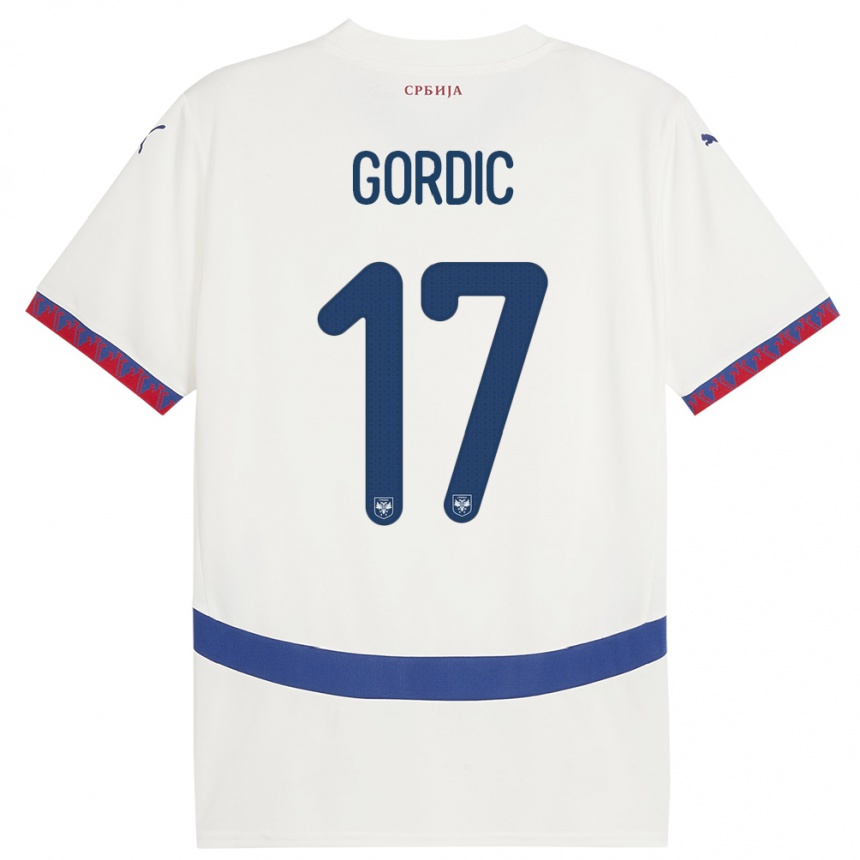 ילדים כדורגל סרביה דורדה גורדיץ' #17 לבן הרחק ג'רזי 24-26