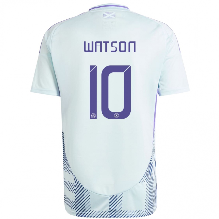 ילדים כדורגל סקוטלנד David Watson #10 כחול מנטה בהיר הרחק ג'רזי 24-26