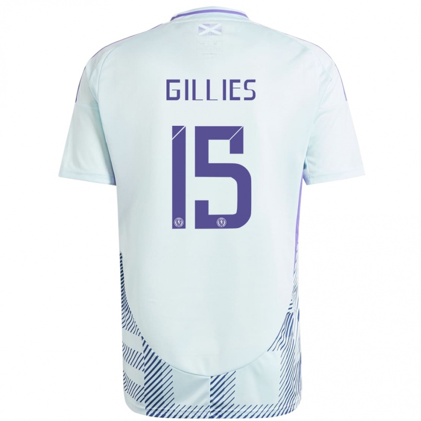 ילדים כדורגל סקוטלנד Matthew Gillies #15 כחול מנטה בהיר הרחק ג'רזי 24-26