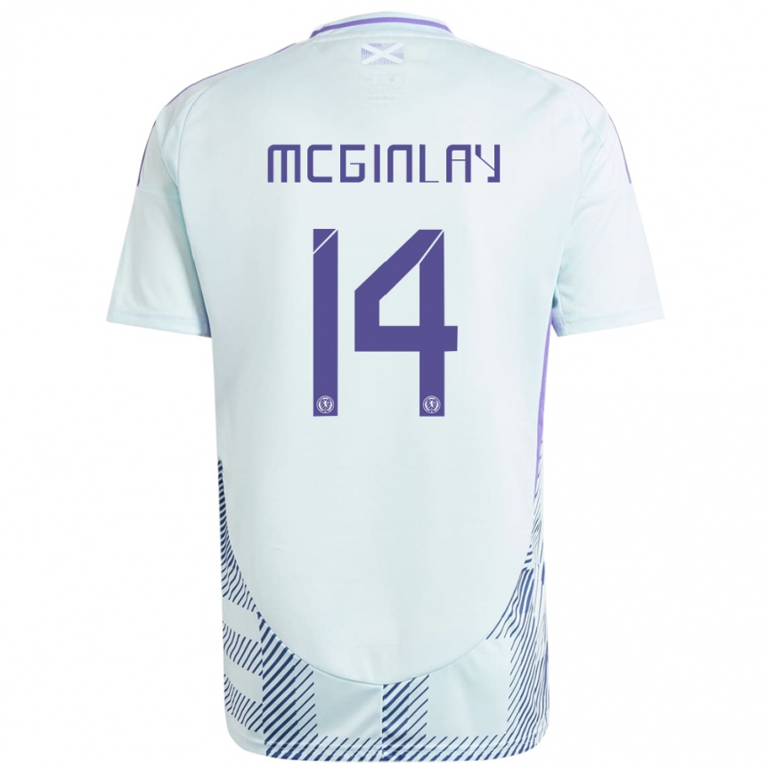 ילדים כדורגל סקוטלנד Aiden Mcginlay #14 כחול מנטה בהיר הרחק ג'רזי 24-26