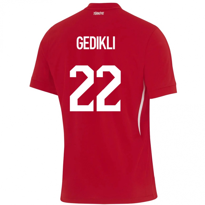ילדים כדורגל טורקיה Berkant Gedikli #22 אָדוֹם הרחק ג'רזי 24-26