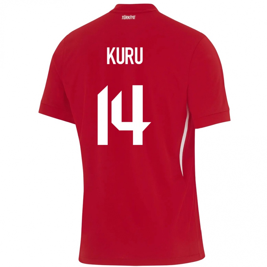 ילדים כדורגל טורקיה Büşra Kuru #14 אָדוֹם הרחק ג'רזי 24-26