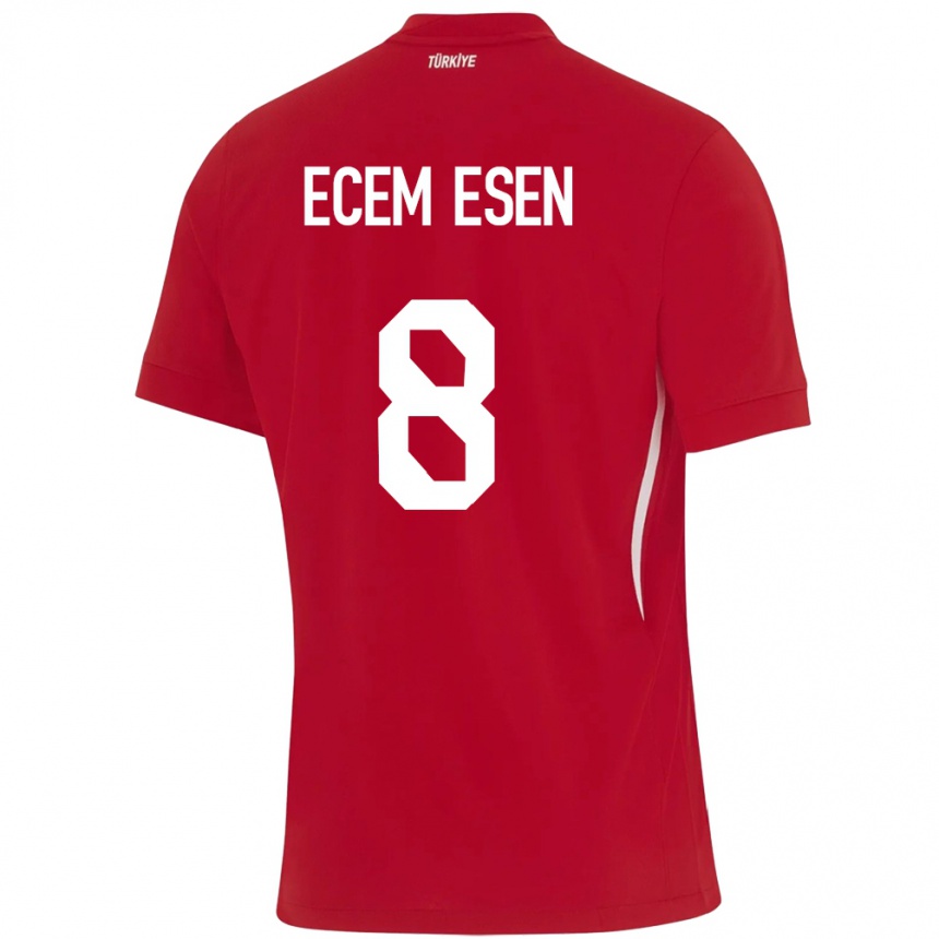 ילדים כדורגל טורקיה Emine Ecem Esen #8 אָדוֹם הרחק ג'רזי 24-26