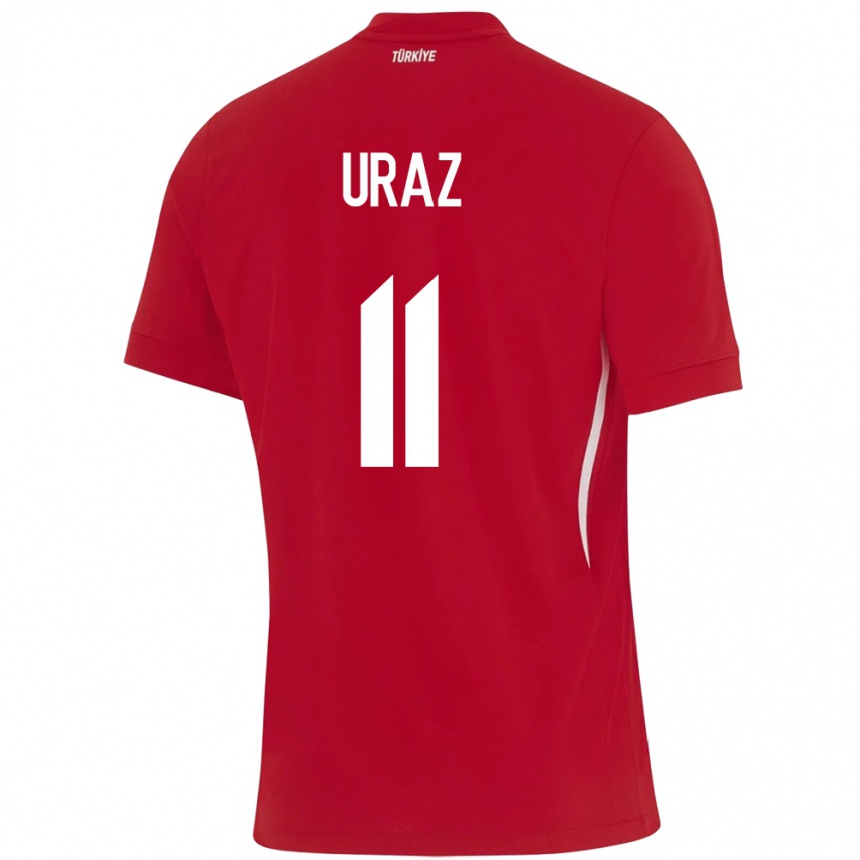ילדים כדורגל טורקיה Yağmur Uraz #11 אָדוֹם הרחק ג'רזי 24-26
