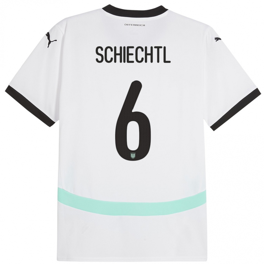 ילדים כדורגל אוסטריה Katharina Schiechtl #6 לבן הרחק ג'רזי 24-26