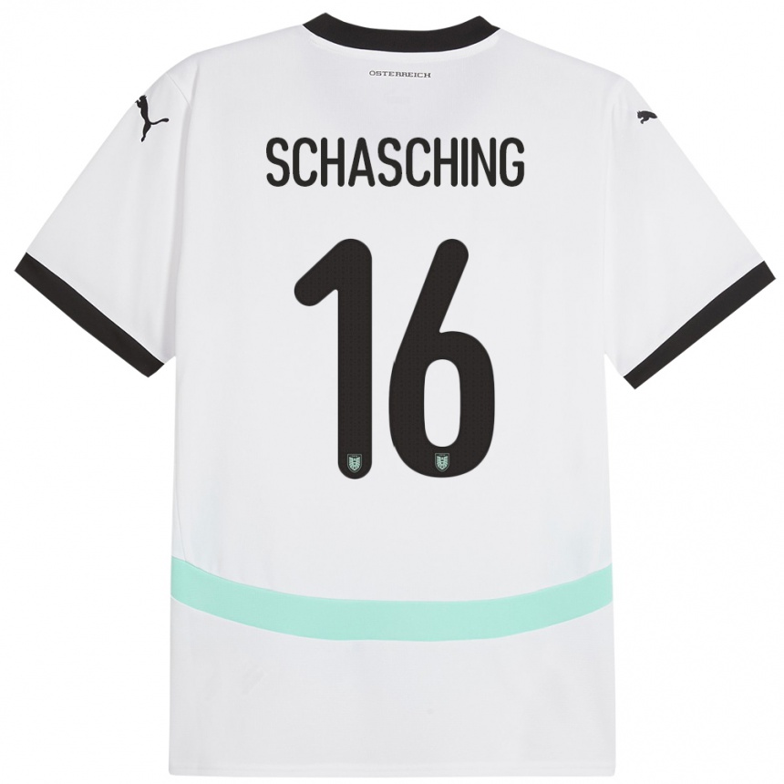 ילדים כדורגל אוסטריה Annabel Schasching #16 לבן הרחק ג'רזי 24-26