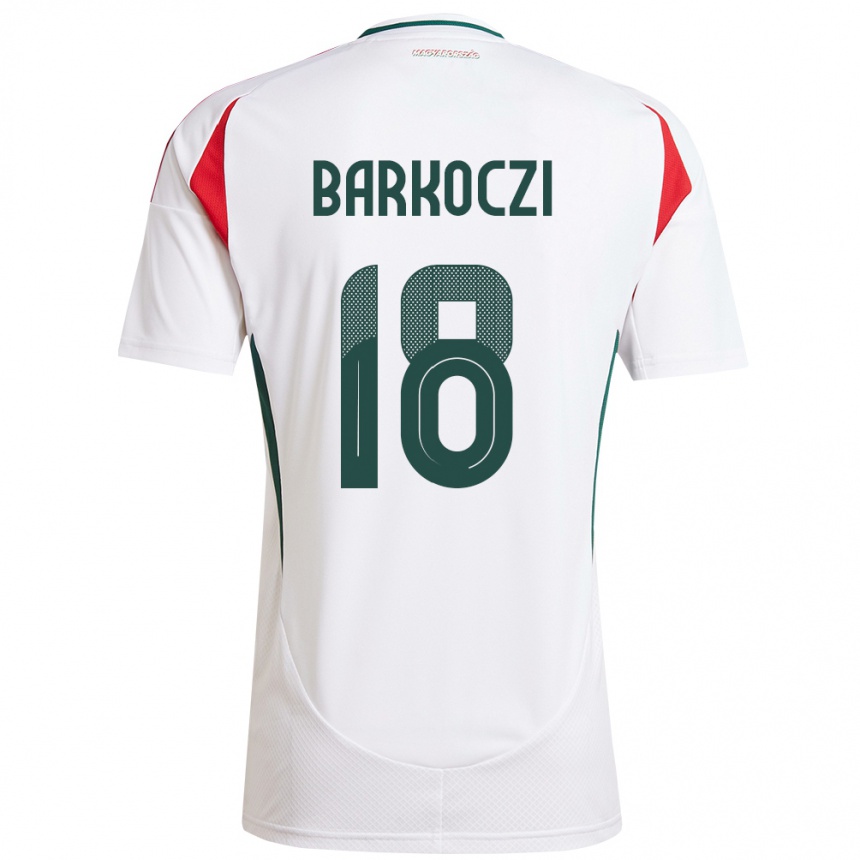 ילדים כדורגל הונגריה Barnabás Barkóczi #18 לבן הרחק ג'רזי 24-26