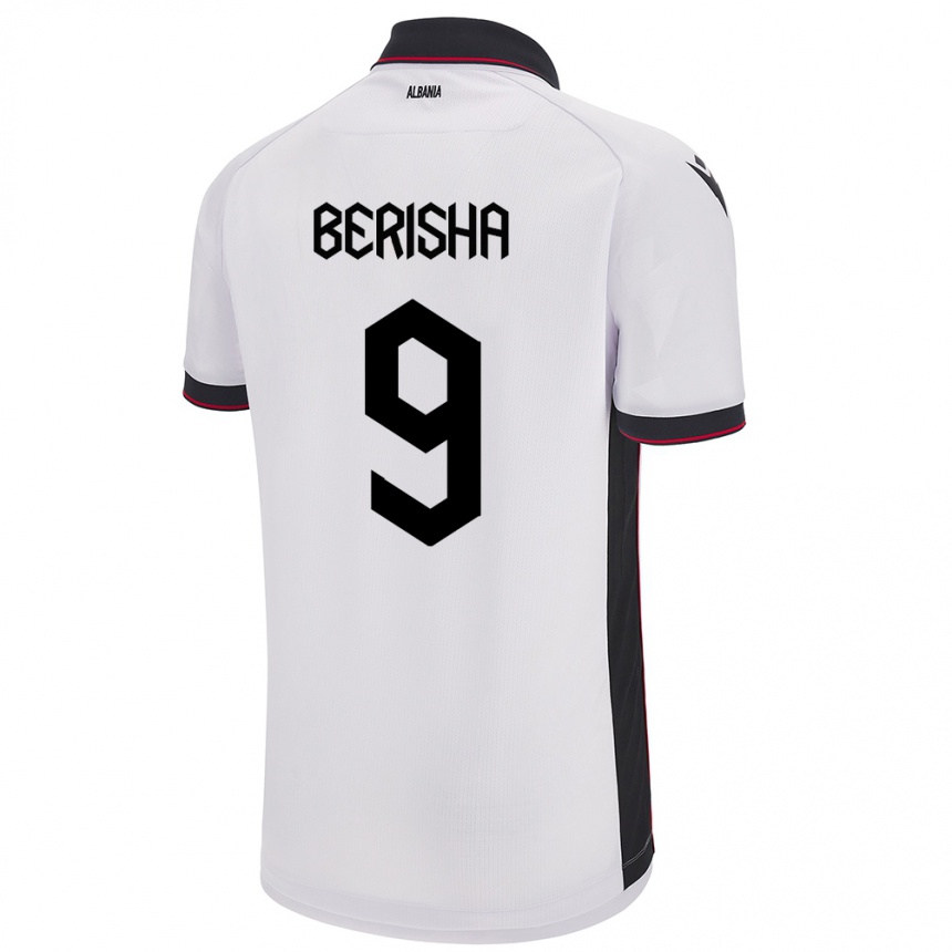 ילדים כדורגל אלבניה Fortesa Berisha #9 לבן הרחק ג'רזי 24-26