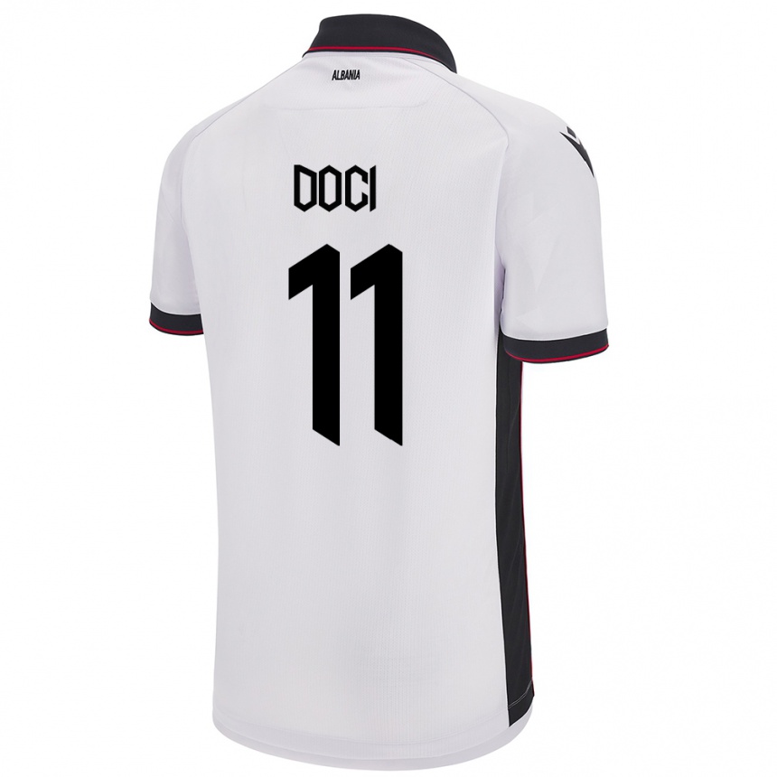 ילדים כדורגל אלבניה Megi Doçi #11 לבן הרחק ג'רזי 24-26