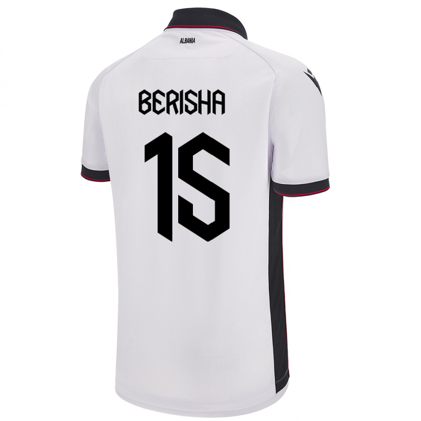 ילדים כדורגל אלבניה Gresa Berisha #15 לבן הרחק ג'רזי 24-26