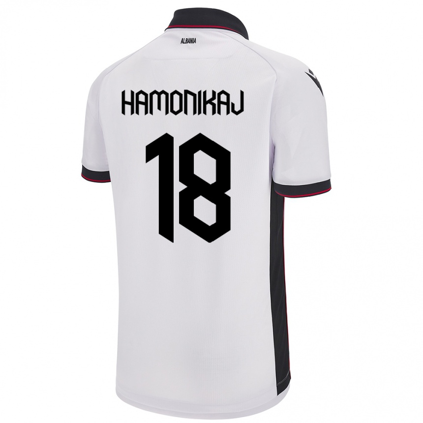 ילדים כדורגל אלבניה Klea Hamonikaj #18 לבן הרחק ג'רזי 24-26