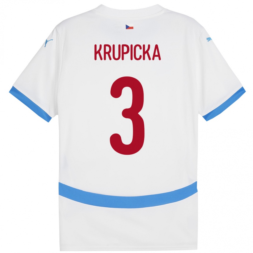 ילדים כדורגל צ'כיה David Krupicka #3 לבן הרחק ג'רזי 24-26