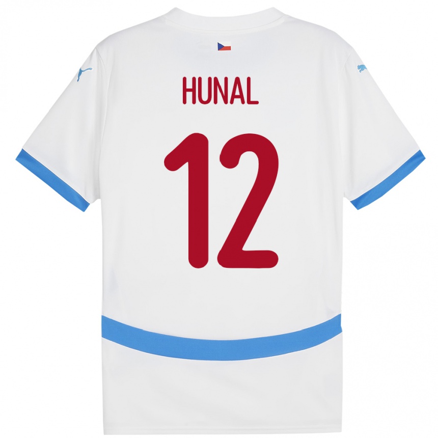ילדים כדורגל צ'כיה Eric Hunal #12 לבן הרחק ג'רזי 24-26