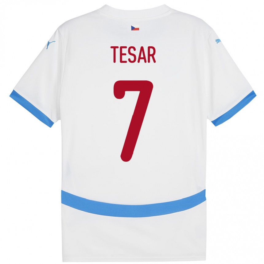 ילדים כדורגל צ'כיה Simon Tesar #7 לבן הרחק ג'רזי 24-26