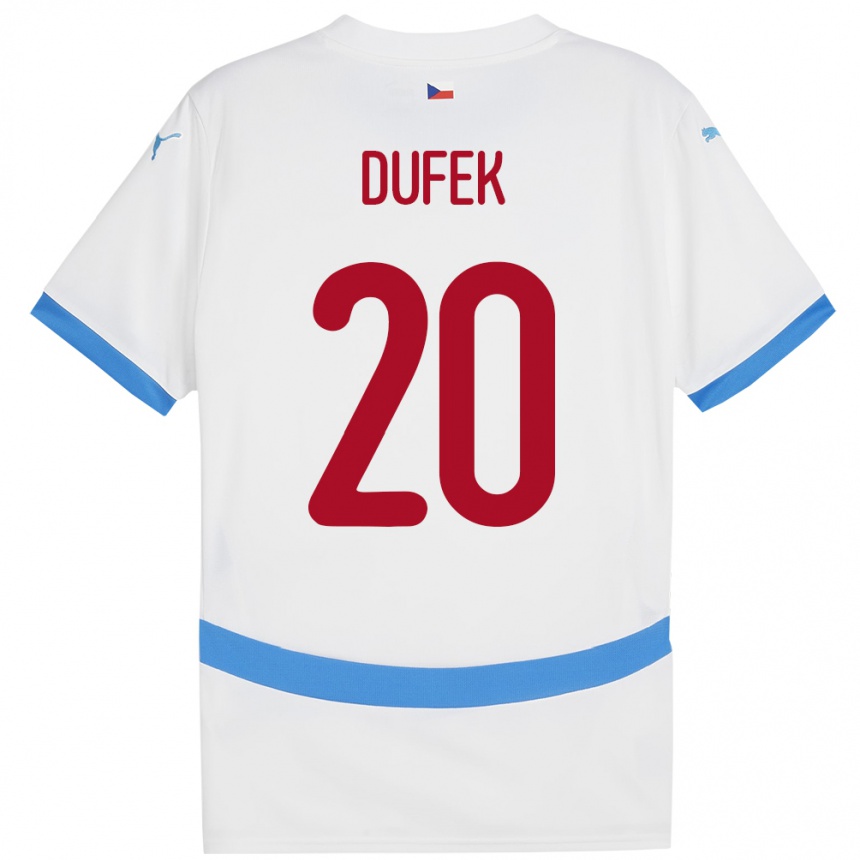 ילדים כדורגל צ'כיה Jakub Dufek #20 לבן הרחק ג'רזי 24-26